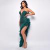 Women's Dress Long Haute Couture Strapless Backless Sequin Dress Feather Patchwork Gown
