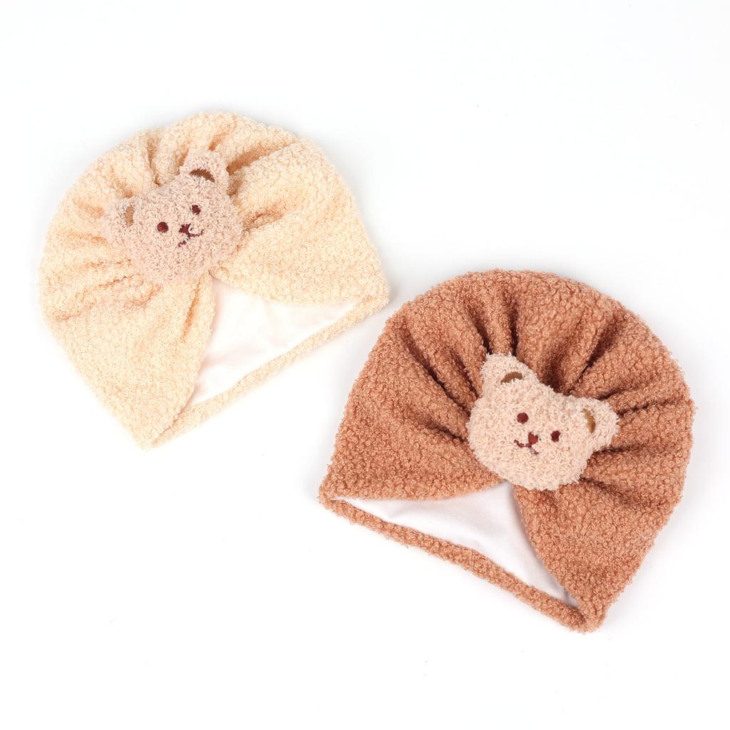 Winter Thermische Baby Mütze Jungen Mädchen Indien Turban Hüte Kinder Kleinkind Knotenmützen Beanies Ins Bären Kopfwickel Foto Requisiten