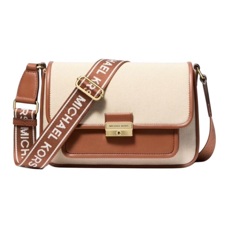 Michael Kors Mk Bradshaw Printed Logo Fabric Shoulder Bag Medium Women shoulder bag Beige 35S5G2BM8C-CAMEL Basic Set (Bag)