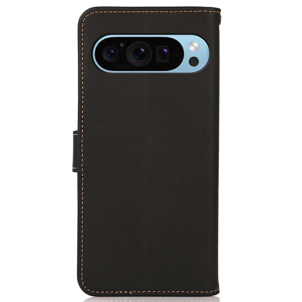 KHAZNEH For Google Pixel 10 Pro/10/9 Pro/9 Case RFID Blocking Anti-Drop TPU+Genuine Cow Leather Phone Cover