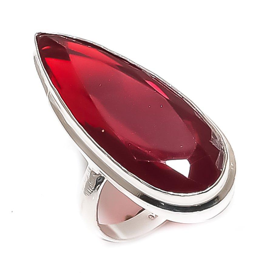 Natural Garnet Gemstone Handmade 925 Sterling Silver Jewelry Ring Size 7 M0H97