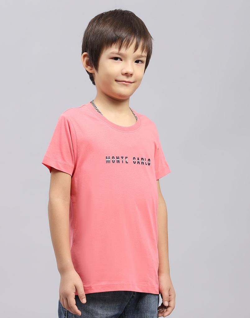 MONTE CARLO Boys Red Printed Round Neck Half Sleeve Regular Fit T-Shirt