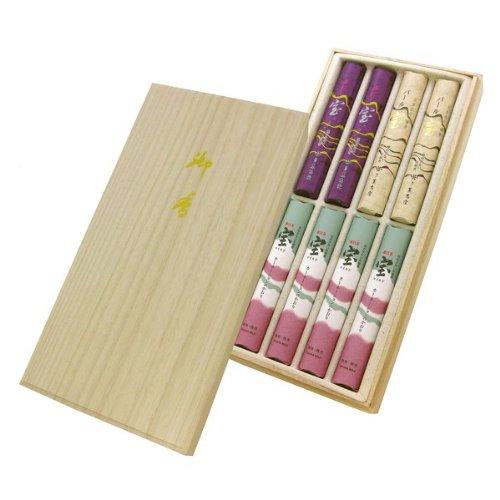 Takara Series Kunjudo Incense, Takara Mild, Assorted, Paulownia Wood Box, 8 Short Sticks, #12