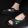 Summer New Shoes for Men Fashion Slippers Leather Soft Sole Latex Slides Street Cool Beach Shoes