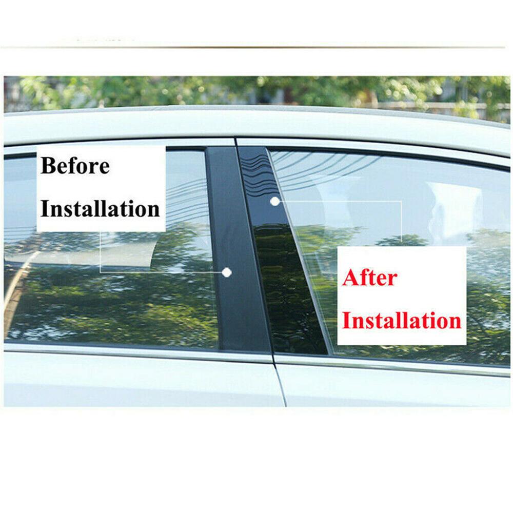 Glossy Black Door Window Pillar Post Cover Trim For Honda Fit Jazz GK5 2014-2019