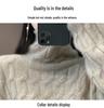 Women's High Neck Loose Cable Knit Sweater, 100% Wool with Cashmere Lining