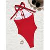 S - XL 7 Colors Lace Up High Neck Full Back Women Swimwear One Piece Swimsuit Female High Leg Cut Bather Bathing Suit Swim