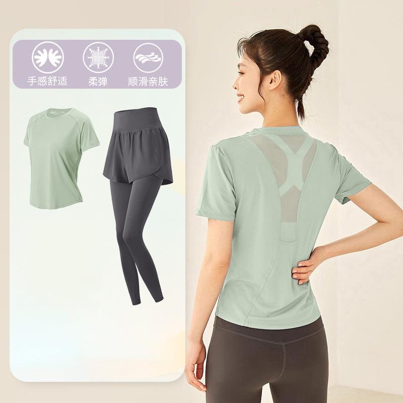 Tennis suit women's short-sleeved training clothes outdoor running quick-drying clothes thin badminton T-shirt fitness clothes