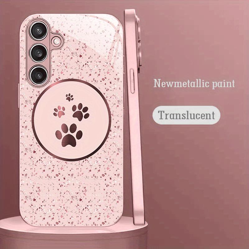 Cat Footprints Hot-selling Exquisite Beautiful PhoneCase Glass PhoneCase for Samsung Galaxy S26 S25 S24 S23 S22 FE,Ultra,Plus