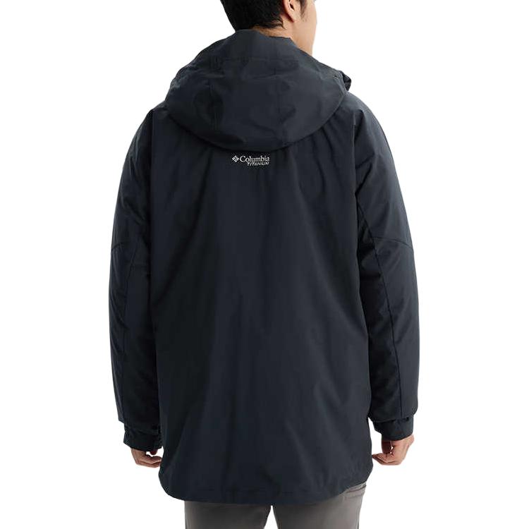 Columbia Winter 3-In-1 Hooded Logo Zipper Long Sleeve Down Inner Jacket Skiing Waterproof Windproof Warm Jacket Men Jackets Black WE2454-010