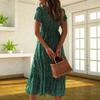 Summer New Style Floral Dress for Women, Mid-length, Retro Square-neck, Puff Sleeves, High Waist, Chiffon Dress