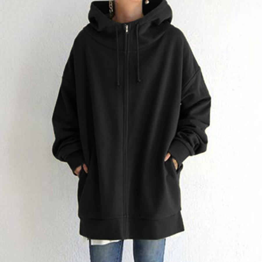 Autumn Winter New Style Streetwear Zip-Up Hooded Long Sleeve Fleece Sweatshirt