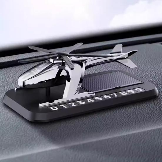Solarenergie rotierende Aromatherapie Auto Lufterfrischer mit Telefonnummer Hubschrauber Form ätherisches