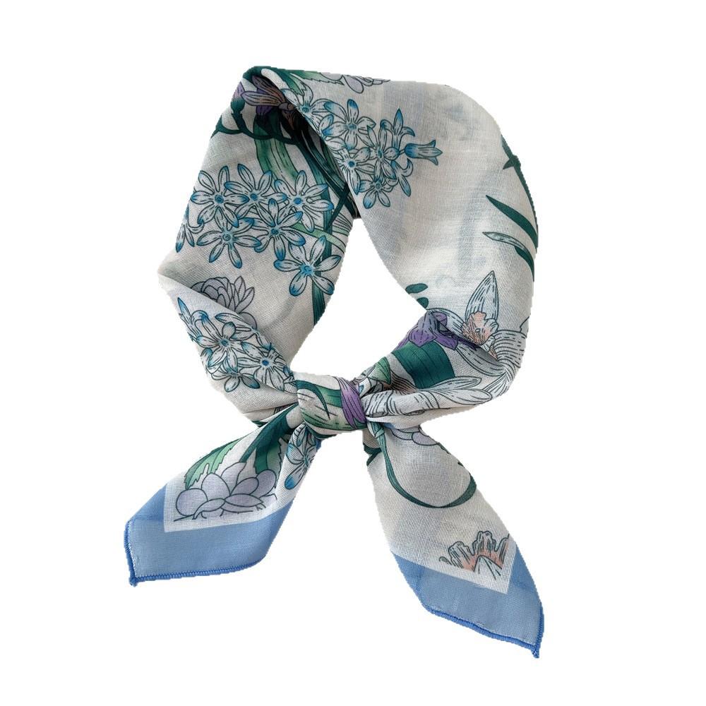 58cm Ladies Cotton Linen Handkerchief Neck Scarves Women Square Wraps Fresh Bandana Head Scarfs Small Neckerchief Bag Scarf