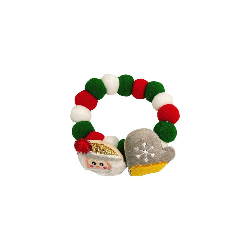 Christmas Pet Collar Dog Collar Christmas Tree Old Man Elk Hair Ball Dog Necklace  Collar Decoration