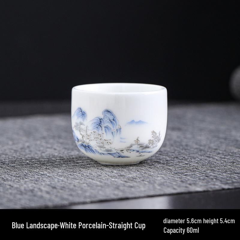 Kung Fu White Porcelain Tea Set: Ceramic Mutton Fat Jade Master Cup & Teacups Gift