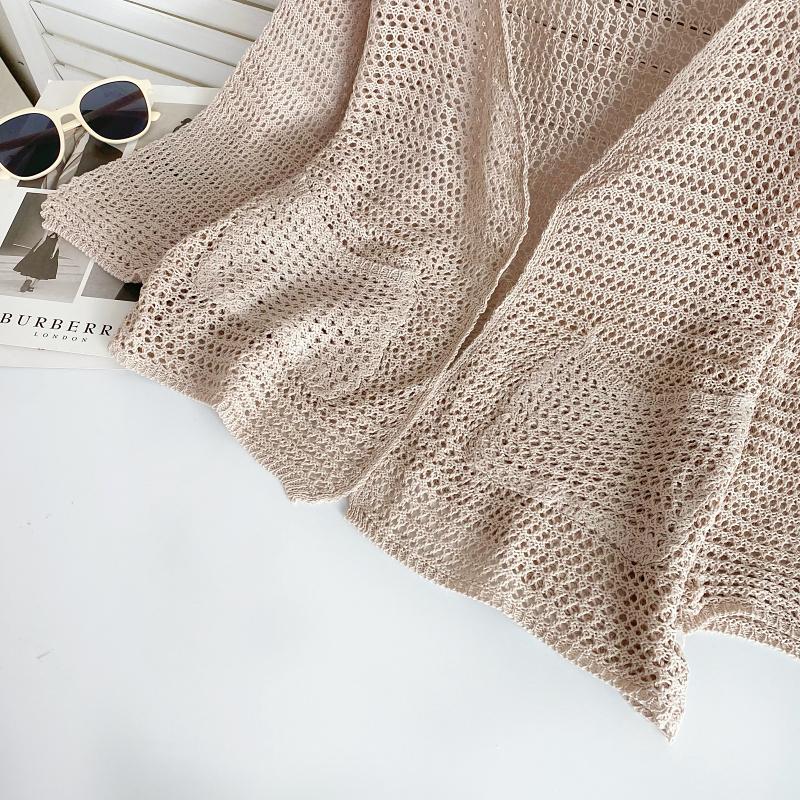 Pointelle Knit Long Sleeve Open Front Cardigan Sweater for Women Cover-Up Spring Summer Teengirl Casual Outfit