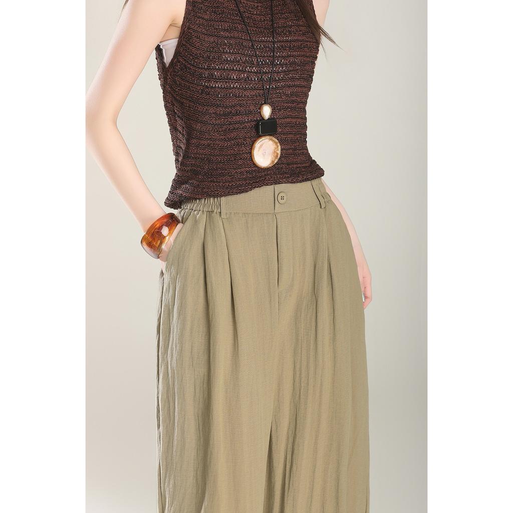 Tencel Linen Pants Women's Summer Thin Cotton and Linen Wide-leg Pants Cropped Pants Bloomers Commuter Casual All-match