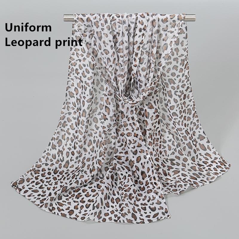 

150*50cm Spring New Leopard Print Scarf Women Long Shawl Light Soft Georgette Chiffon Hijab Classic Leopard Print Beach Towel 150x50cm