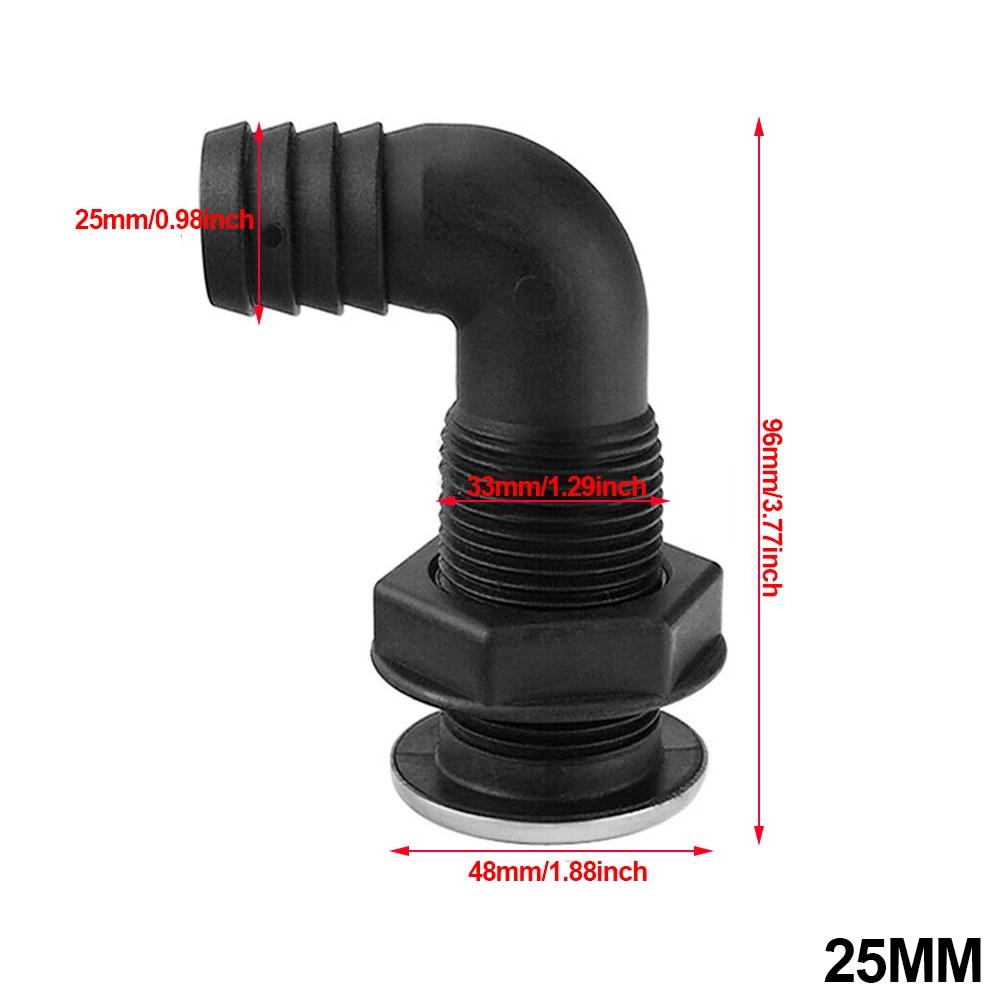 Złącze do łodzi przez kadłub 90° Złącze plastikowe do pompy zęzowej do łodzi, 3/4 cala, 1-calowy wąż, akcesoria do łodzi, morskie