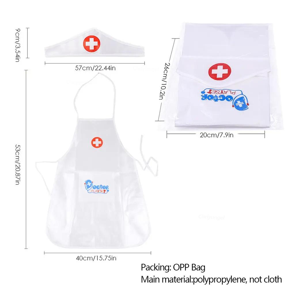 Doctor Nurse Cosplay Uniform and Hat for Kids White Apron Pretend Play Toy Kindergarten Family Costumes Educational Toys
