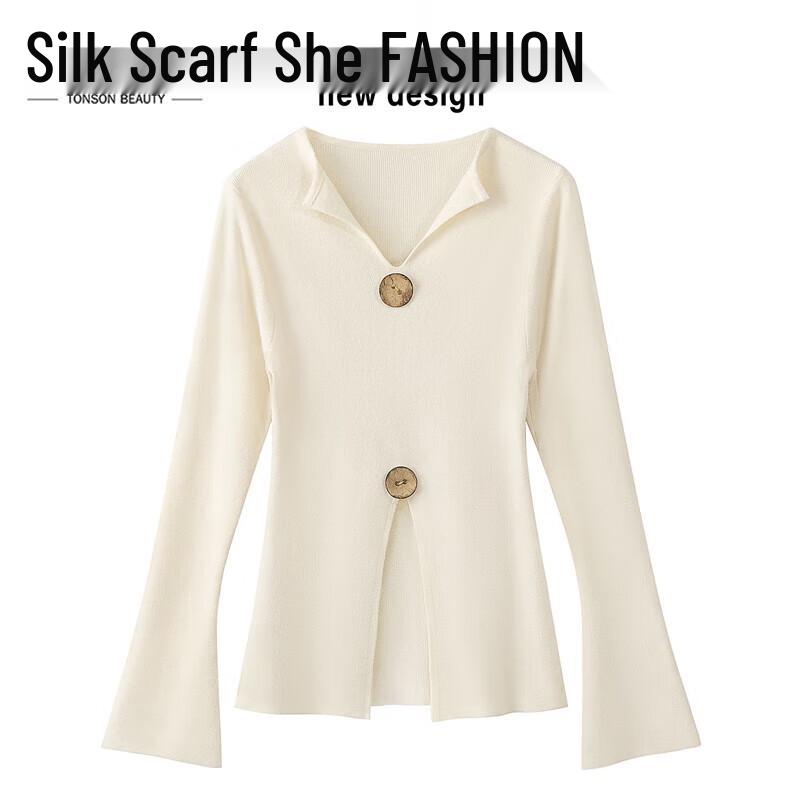 

Женский приталенный вязаный свитер с V-образным вырезом XL