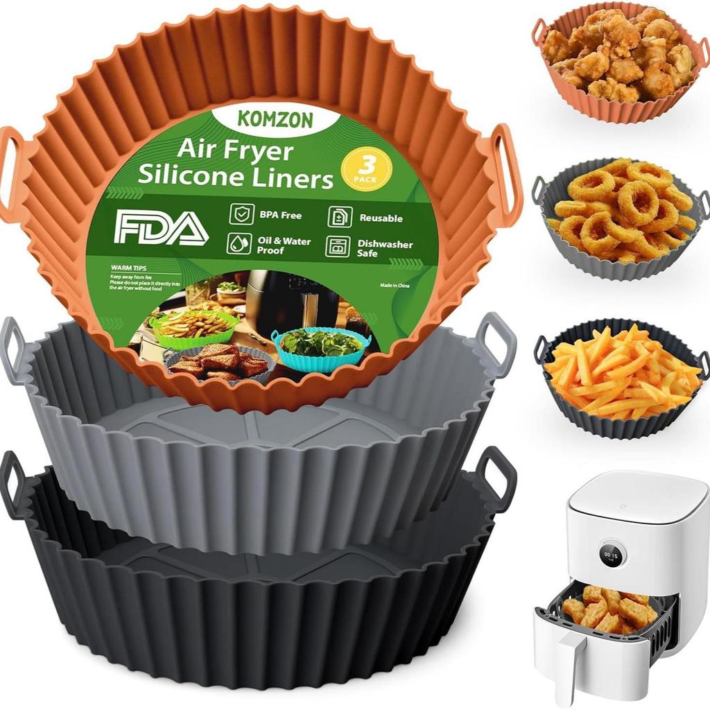 Tappetino da Forno in Silicone per Friggitrice ad Aria - Teglia Quadrata e Rotonda per Alimenti