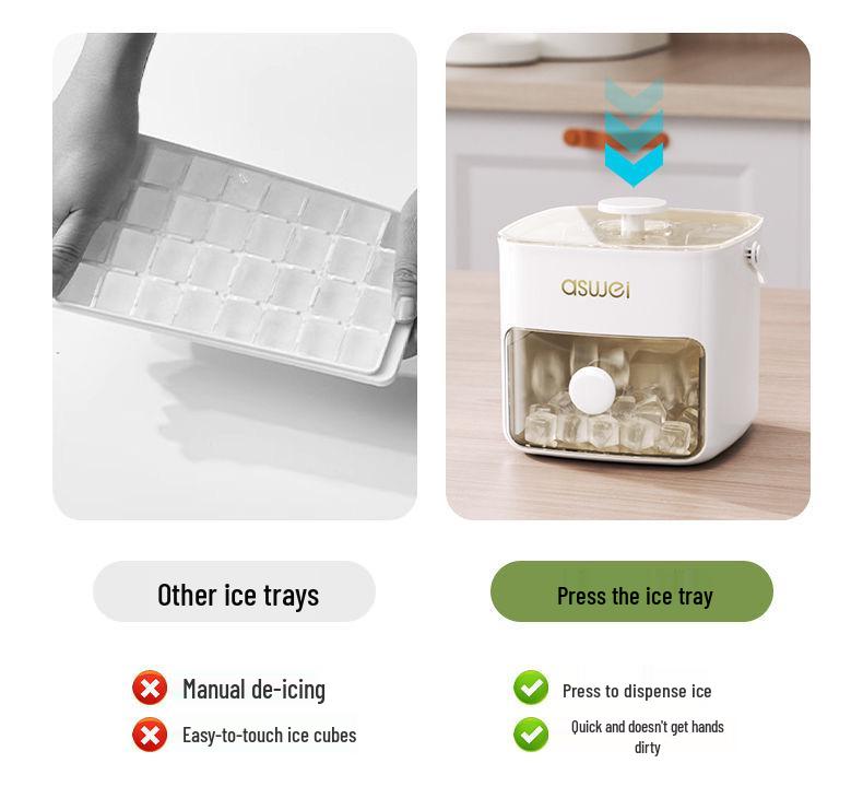 Mold Storage Refrigerator Ice Tray with Lid - Large Capacity, Food-Grade, Press-to-Release for Homemade Ice Cubes