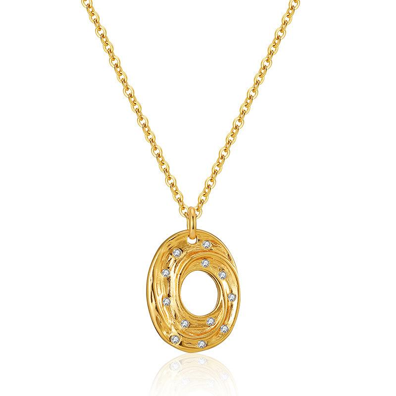 K Gold Plated Brass Oval Micro Inlaid Zircon Luxury Simple Clavicle Necklace