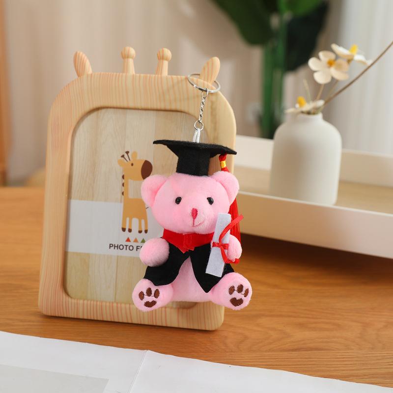 12cm Doctor Bear Plush Toy - Graduation Stuffed Animal with Cap & Gown Cute Educational Gift for Students Kids Graduation Season