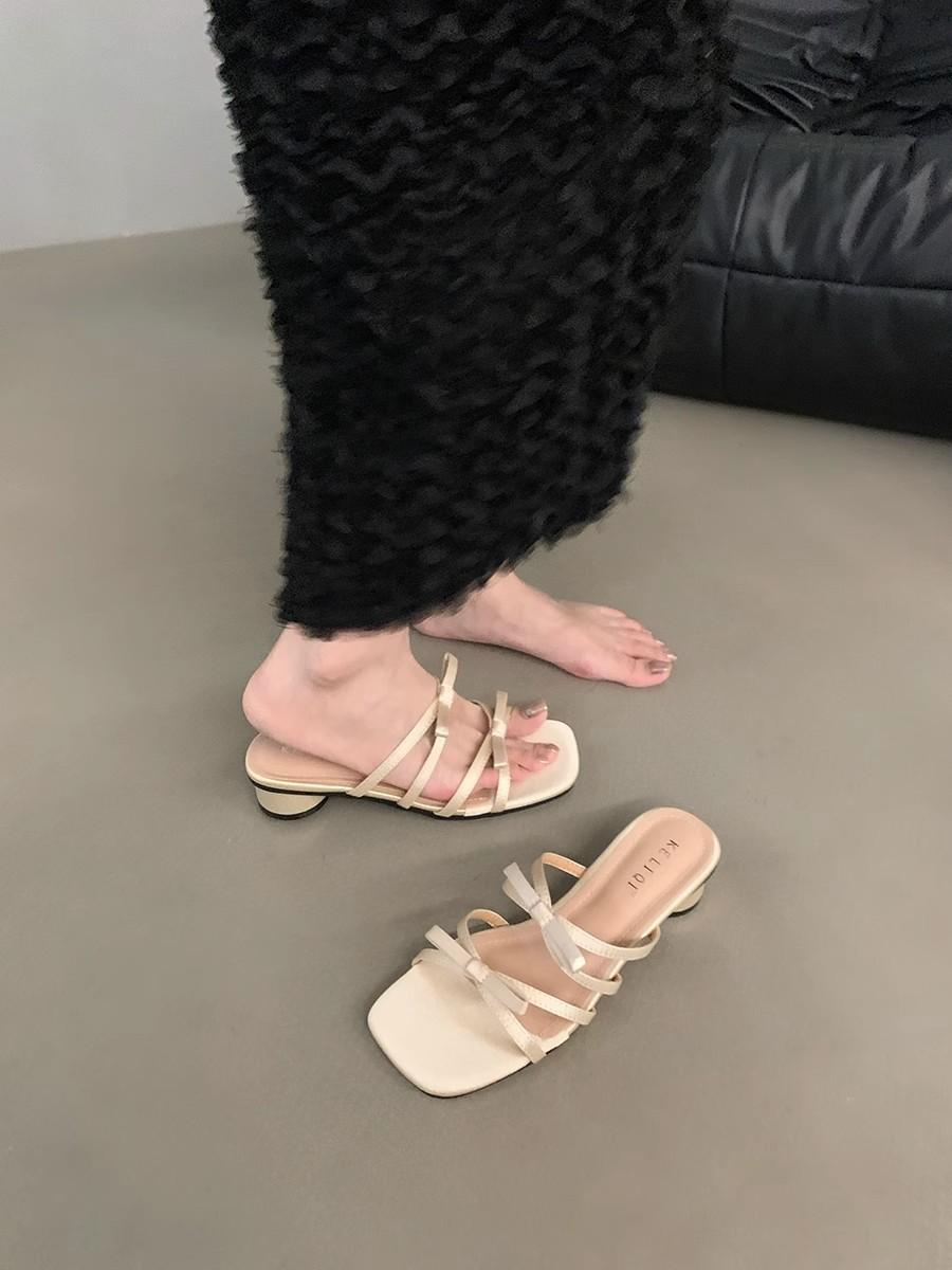 

Классные французские тапочки Bow, сказочные туфли, новинка 2025 года, повседневные праздничные сандалии с эффектом увеличения роста 39