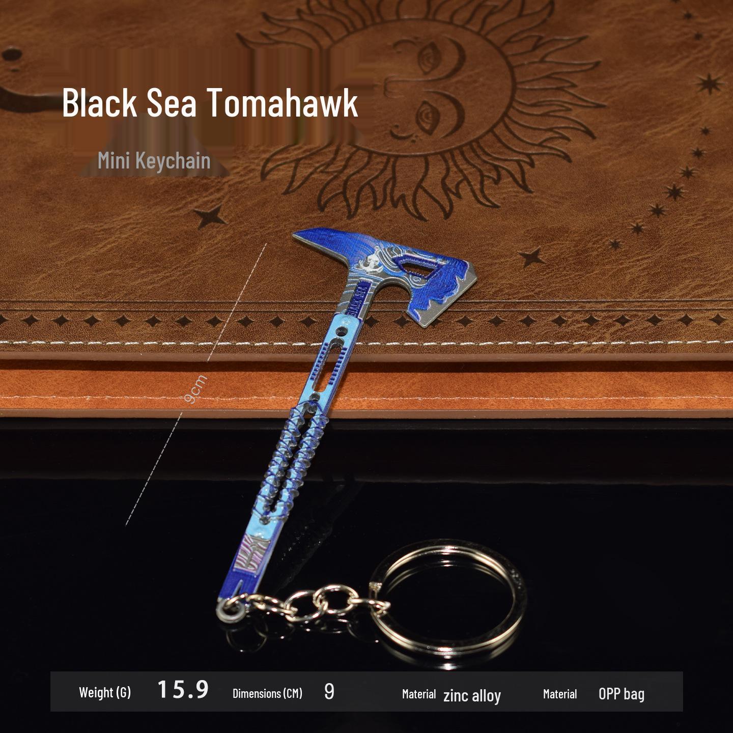 Black Sea Tomahawk Unsharpened Metal Mini Model Keychain Ornament