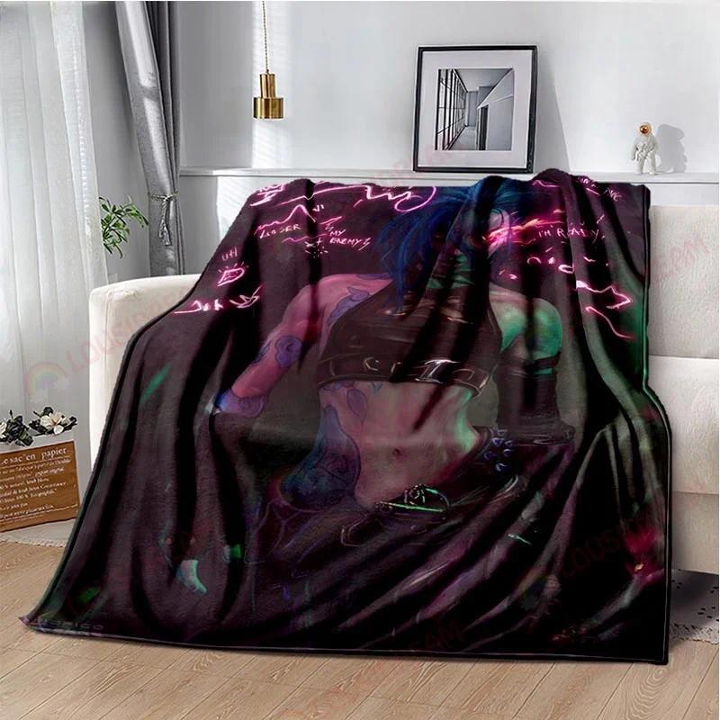 Game Jinx Arcane League of Legends Blanket Picnic Blanket Warm Comfortable Home Travel Birthday Custom blankets