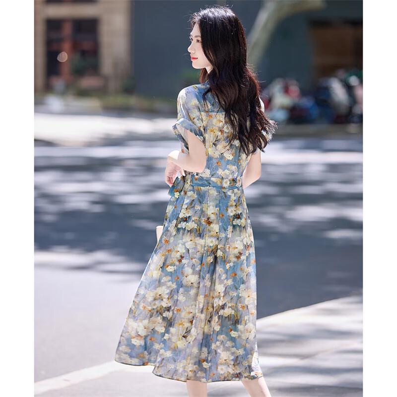 Women's Retro Print A-Line Shirt Dress