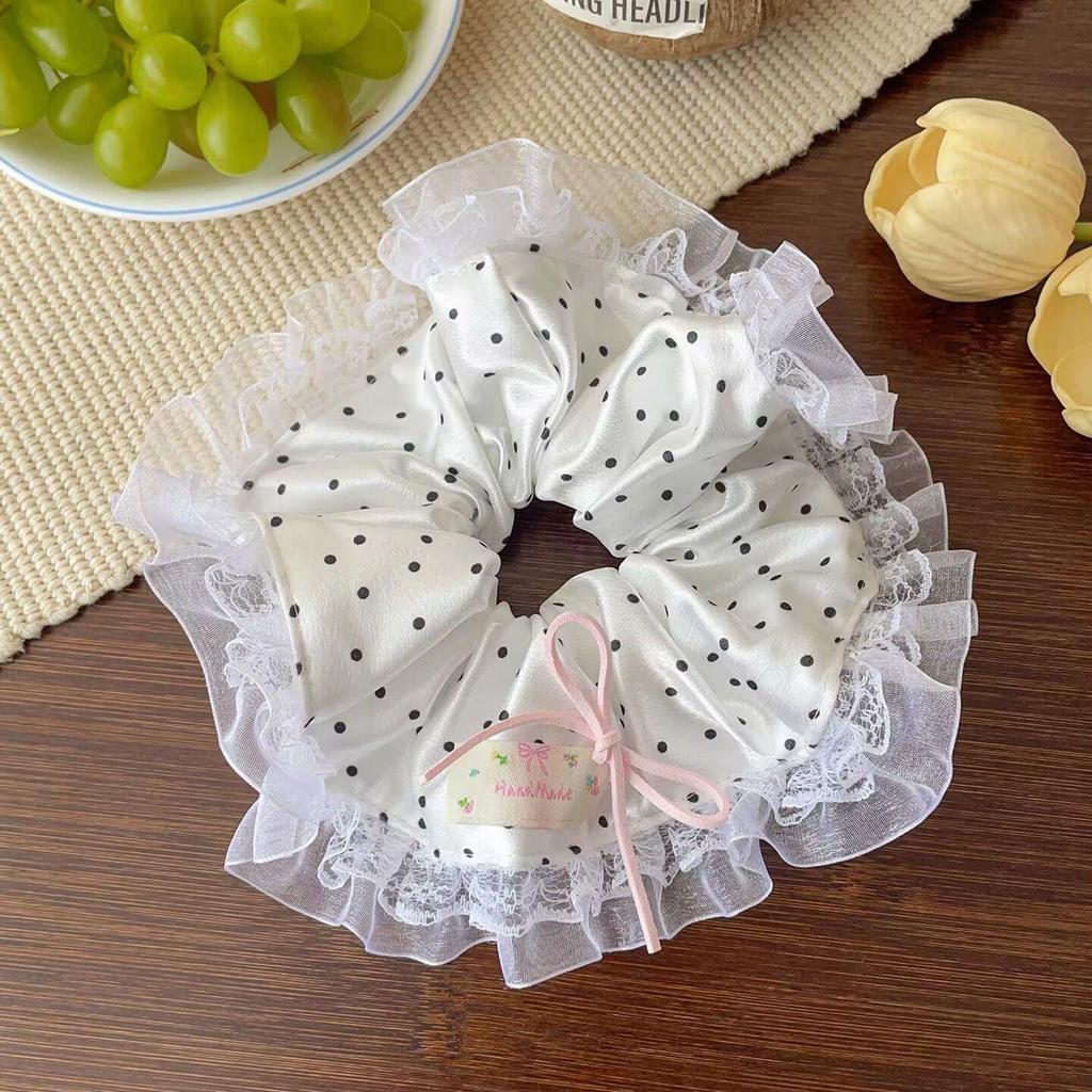 Korean Lace Trim Bow Scrunchie: Sweet, Lazy Style Hair Accessory