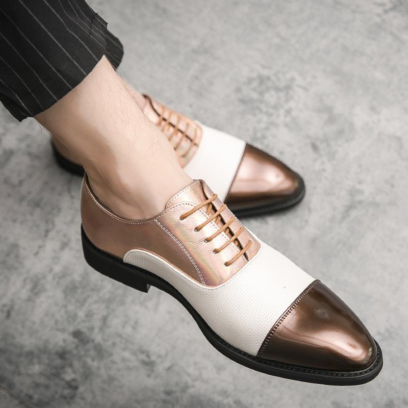 

Cheap foreign trade large size leather shoes dress business casual fashion men breathable color matching pointed groom leather shoes 48