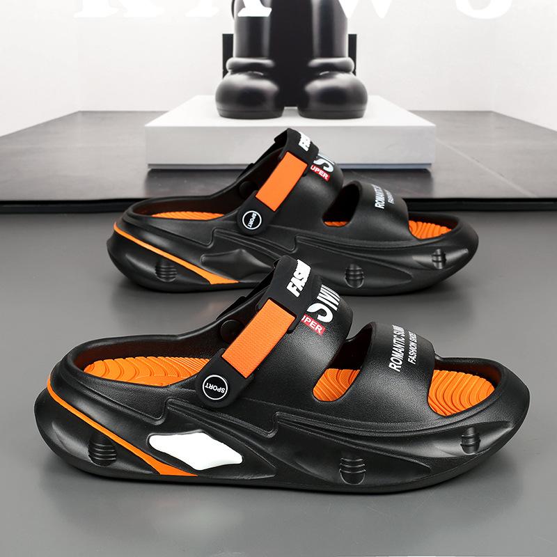 Two thick-soled cool slippers, new soft-soled one-word slippers, beach sandals.