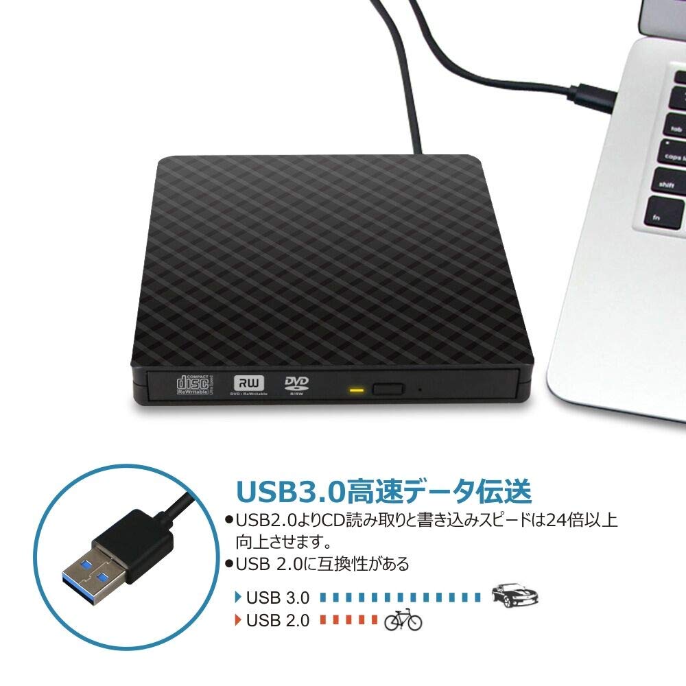 Wellnice External DVD Drive USB DVD CD Player Portable Drive Compatible with High Speed Quiet Thin Lightweight 3.0 CD/DVD CD/DVD Read/Write DVD±RW