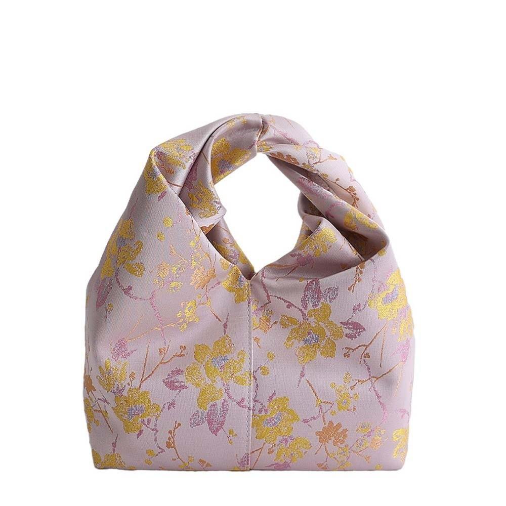

Fashion Embroidered Chinese Style Handbag Polyester Zipper Pea Purses with Magnetic Buckle Luxury Cheongsam Wrist Bag Gifts розовый