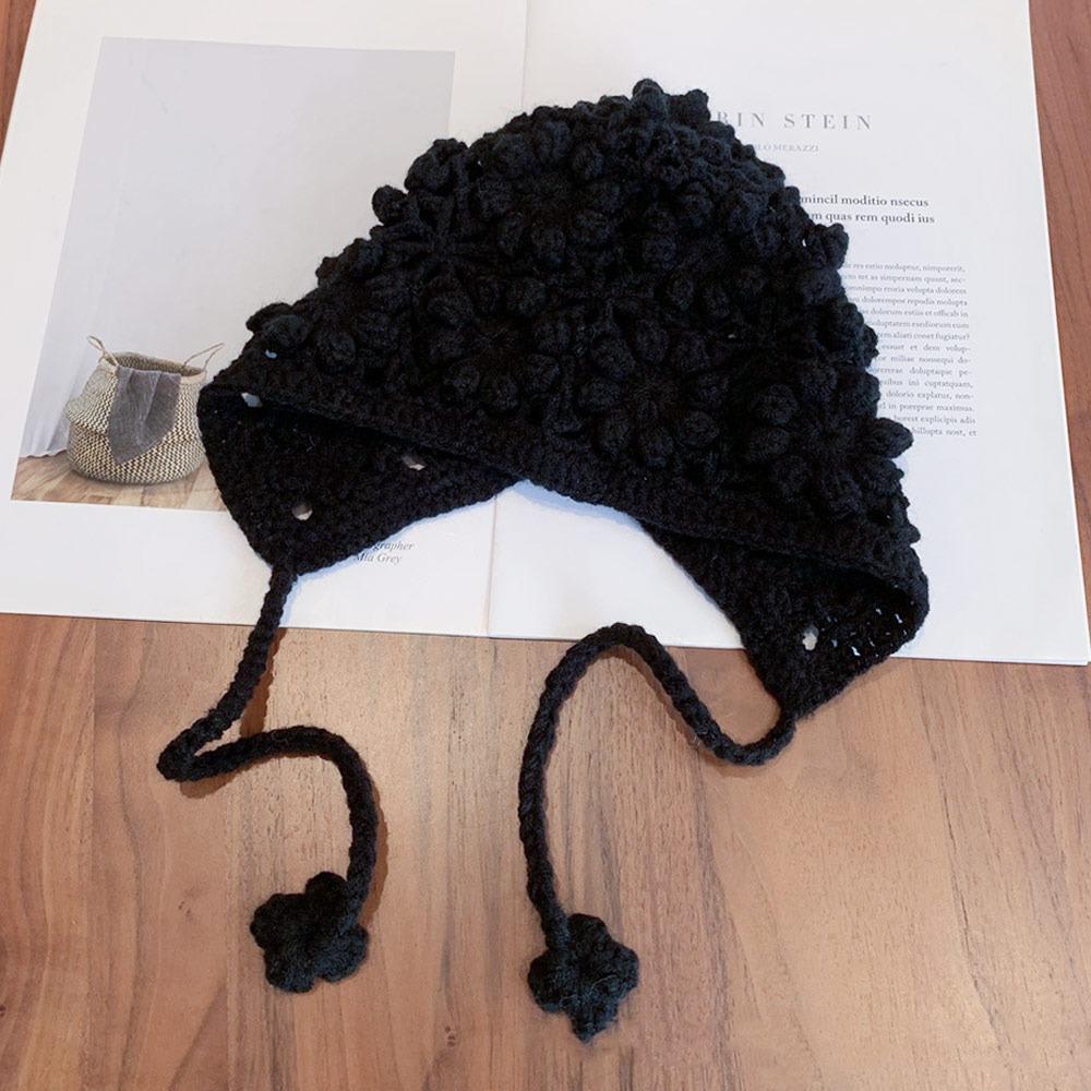 Handmade Kids Knitted Hat Crochet Princess Cap Breathable Beret Cap  for Child Girls