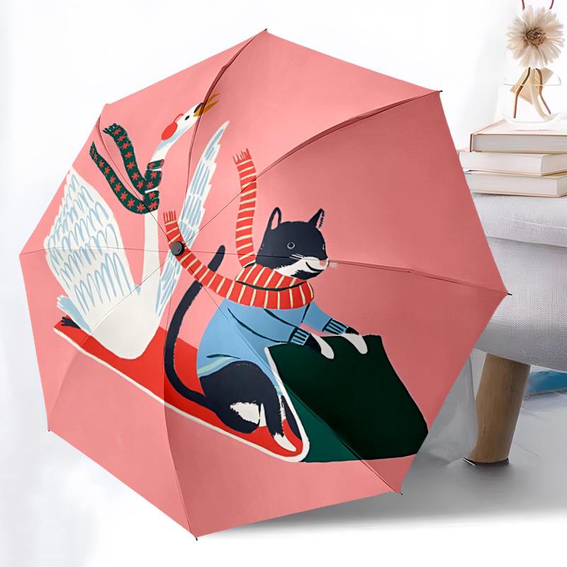 1pc Sledging Winter Fun Automatic Open/Close Umbrella - Compact Travel Umbrella with 8-Rib Durable Frame, Lightweight & Portable Design z80