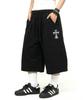 Damiswi Gothic Cross Wide Bermuda Shorts_Black