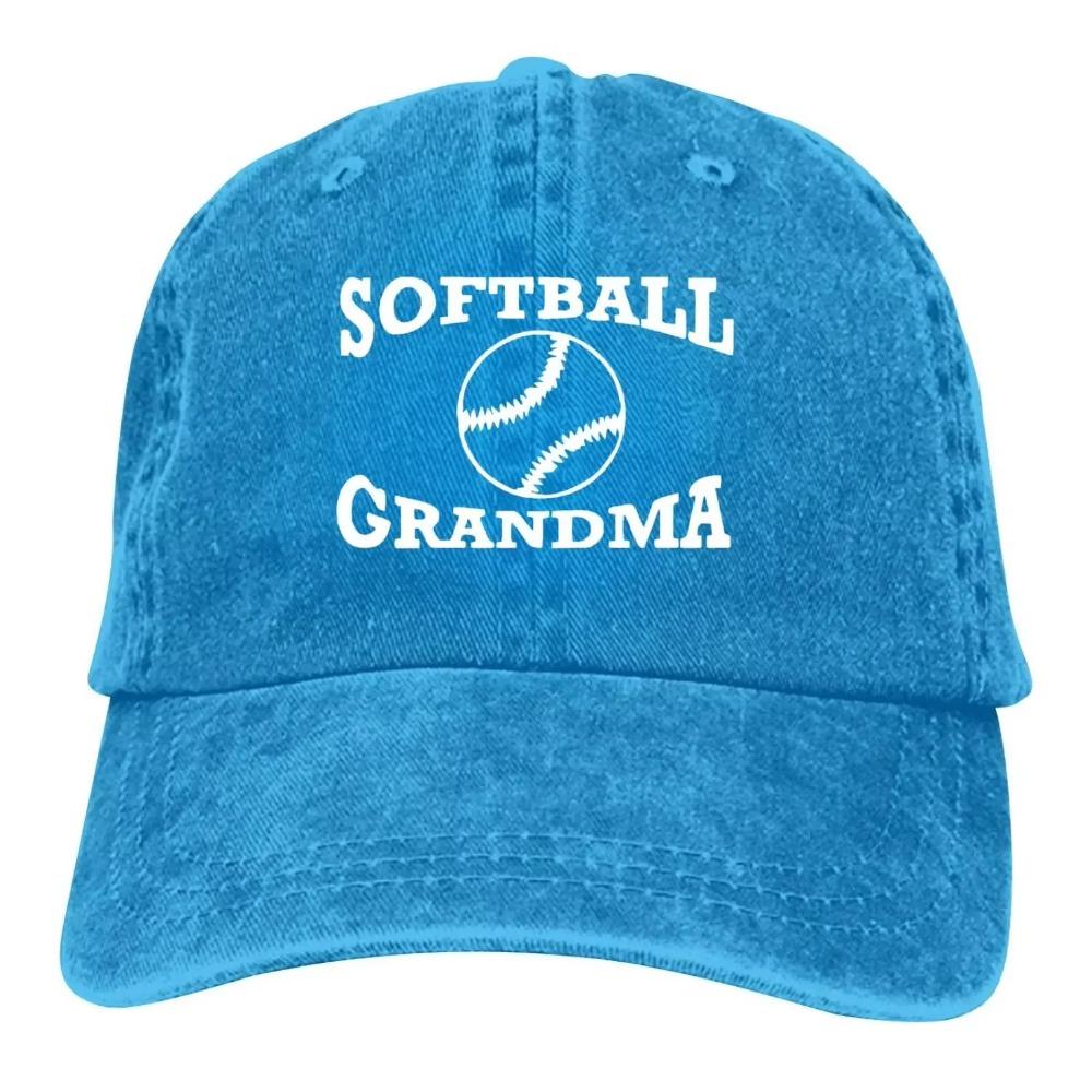 Softball Grandma Baseball Cap Vintage Adjustable Washed Hats Twill Plain Cowboy Hats Denim Dad Hat for Men Women Boy Girl Blue