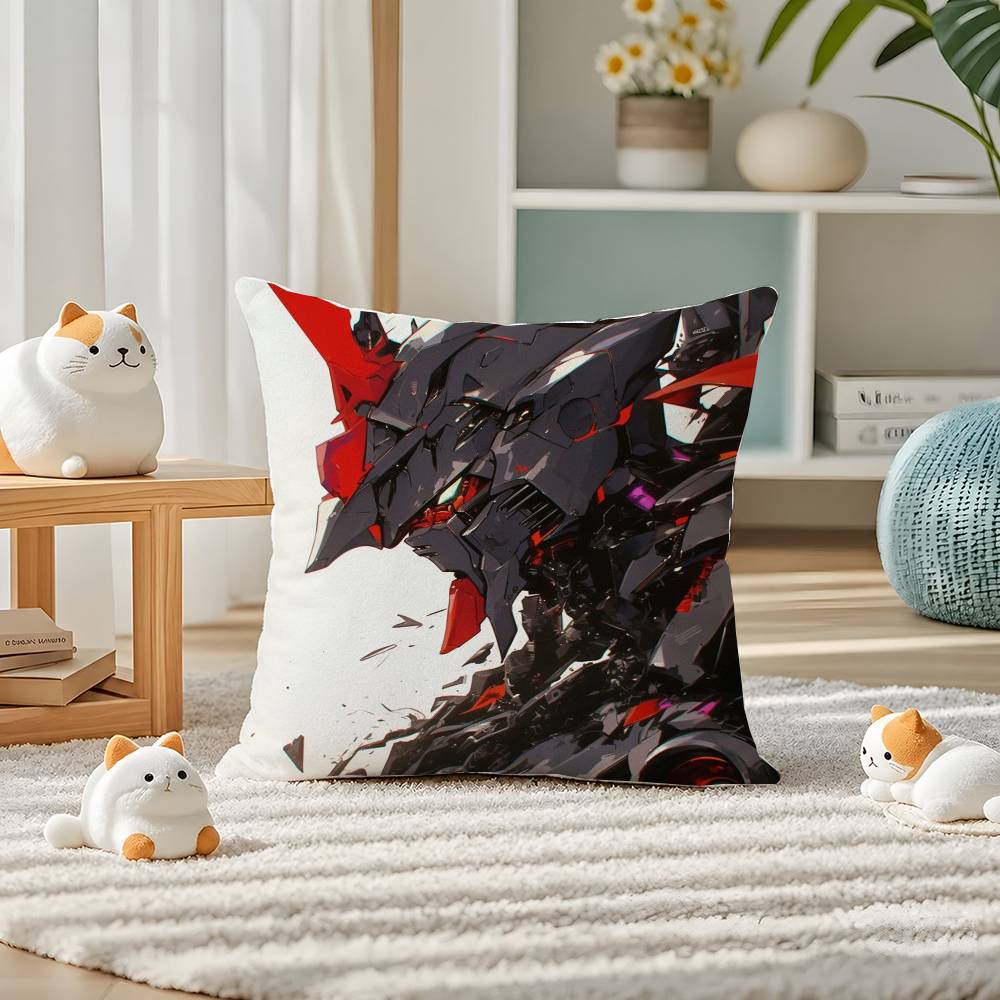 Mobile Suit Gundam Heavyarms Gundam Anime Plush Pillow Cover Soft Short Plush Cushion Cover For Sofa Bedroom Home Decor Gift
