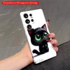2DFlat Samsung phone case Cute Black Kitten with Green Eyes Phone Case Applicable to Galaxy S23 S24 S25ULTRA S26 A12 A14 A15 A16 A54 A55