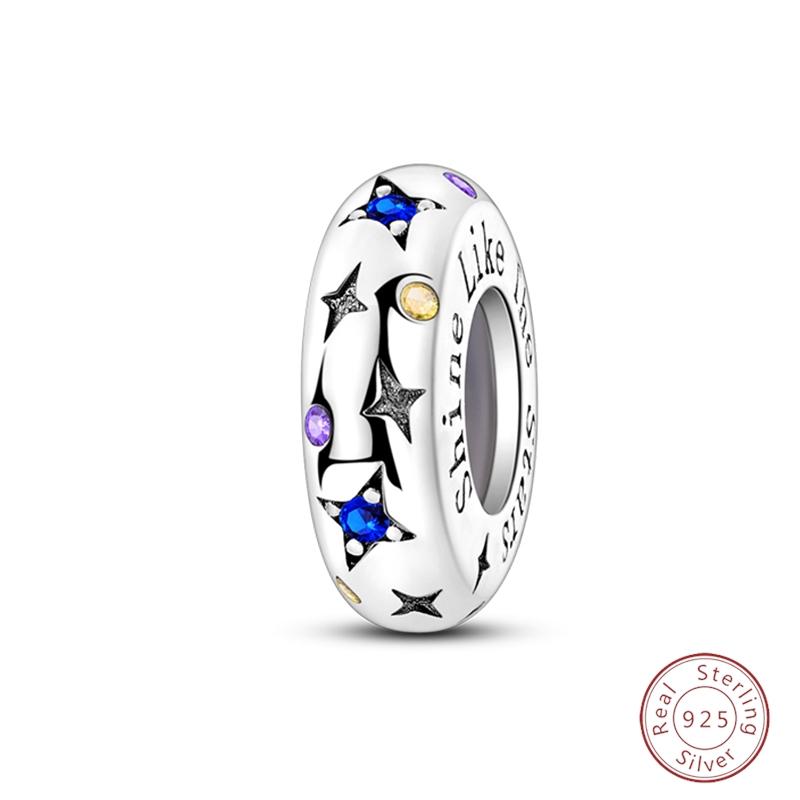 Design 925 Silver Heart Claw Print Bee Conch Text Shining Zircon Fixed 3mm Charms Beads DIY Jewelry Making