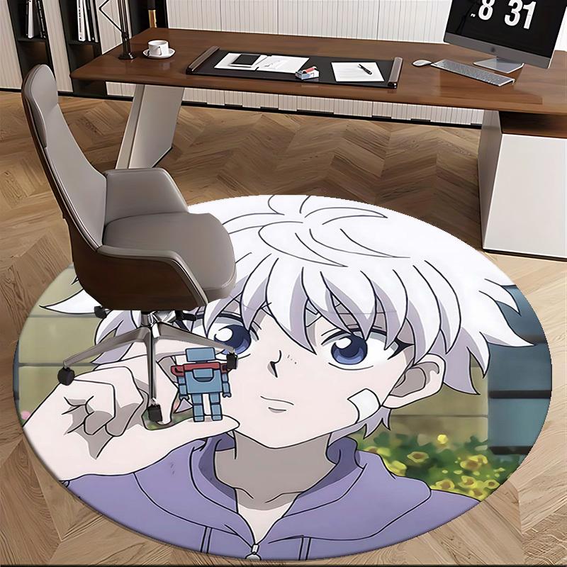 1pc Anime Robot Design Round Carpet Office Chair Mat, NonSlip Rug for Home Decor, Seasonal Gift, Suitable for Office, Living Room