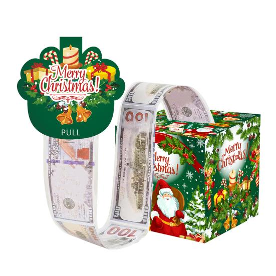 Christmas Money Box Pull-out Cash Gift Box DIY Holiday Money Gift Box with Transparent Bags Christmas Money Holder Pull Box for Kids Adults