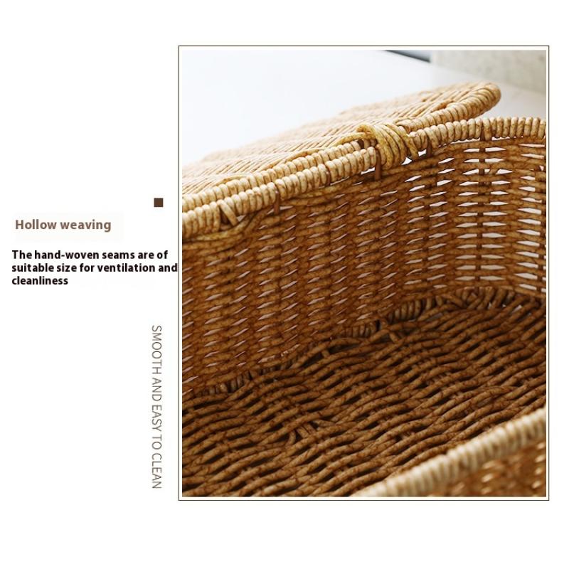 Bohemian Imitation Rattan Storage Basket Woven Storage Box Dust-Proof Frame Home Decoration Basket