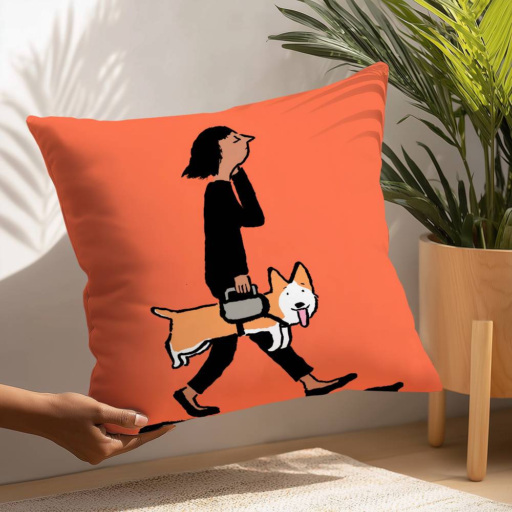 Aesthetic Art J-Jean-Jullien Pillow Case Plush Fabric Soft  Pillowcase Double Sided Print Cushion Cover Household Gifts